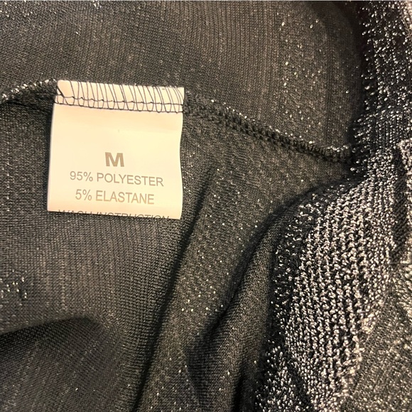 Silver Black High Waist Metallic Shimmer Leggings - Picture 7 of 7